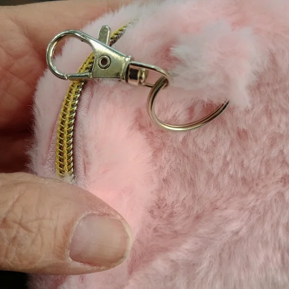 Pink Faux Fur Key & Card Holder - Picture 4 of 5